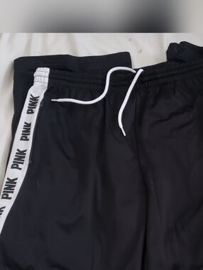 Pink Victoria's Secret Black Striped Track Pants